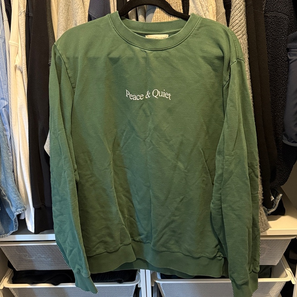 Museum of Peace & Quiet SSENSE Exclusive Green Word Mark Sweatshirt - Size L